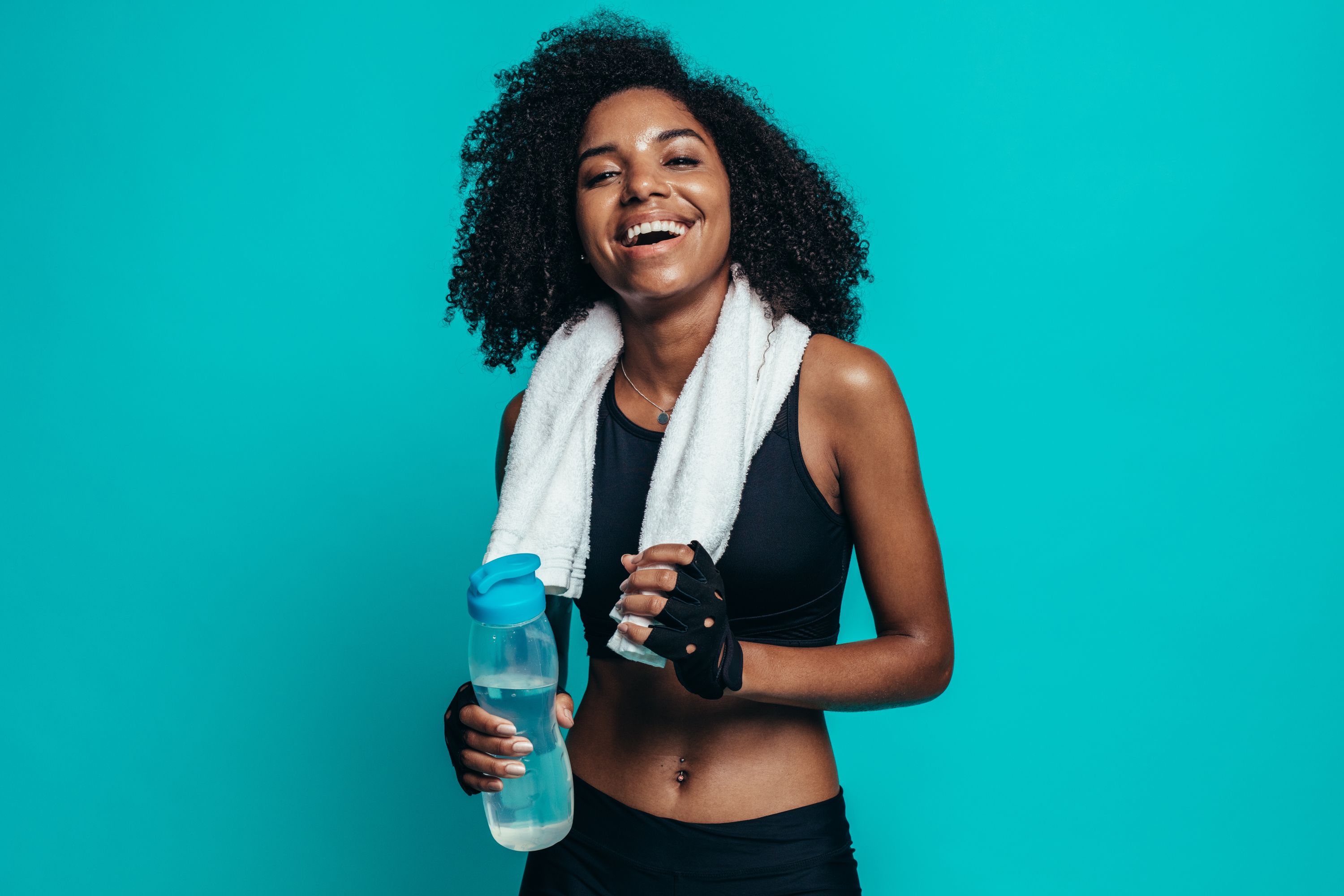 Gym Towel Teal Shutterstock 1348740758